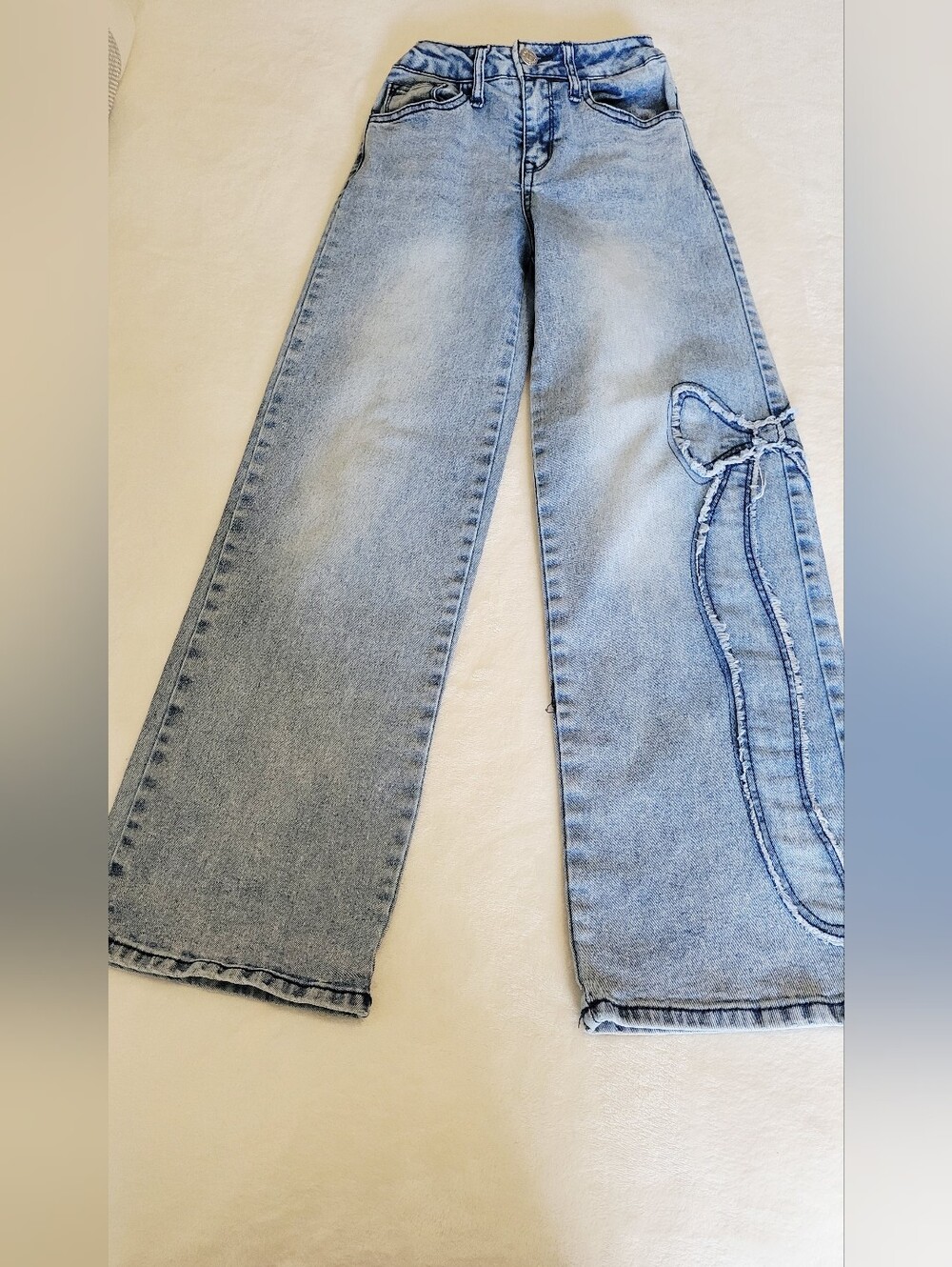 Girls Vigoss Light Blue Bow Denim Jeans